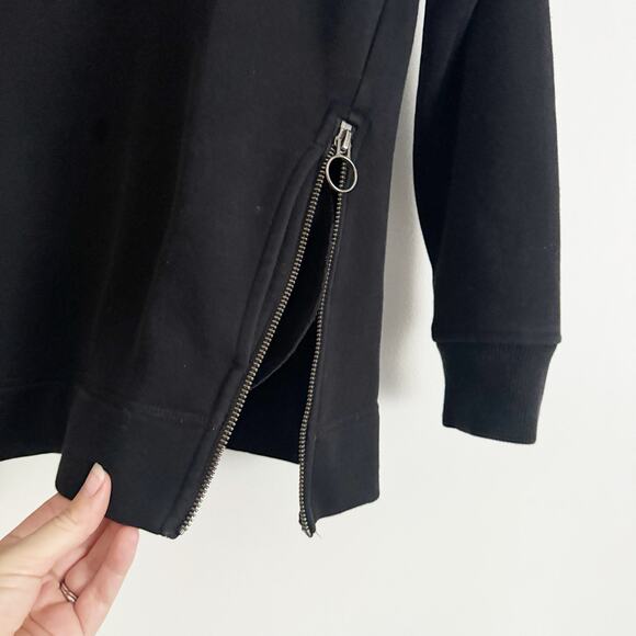 ATHLETA Cozy Karma Funnel Neck Zipper Side Sweatshirt Black Small S - Picture 5 of 8